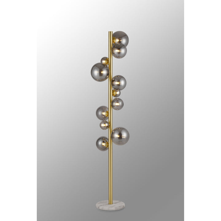 Nelson Lighting NL9327/SM9 Prague 11 Light Floor Lamp Satin Gold Smoke Plated