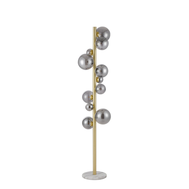 Nelson Lighting NL9327/SM9 Prague 11 Light Floor Lamp Satin Gold Smoke Plated