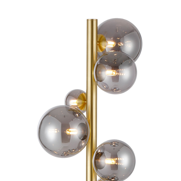 Nelson Lighting NL9327/SM9 Prague 11 Light Floor Lamp Satin Gold Smoke Plated