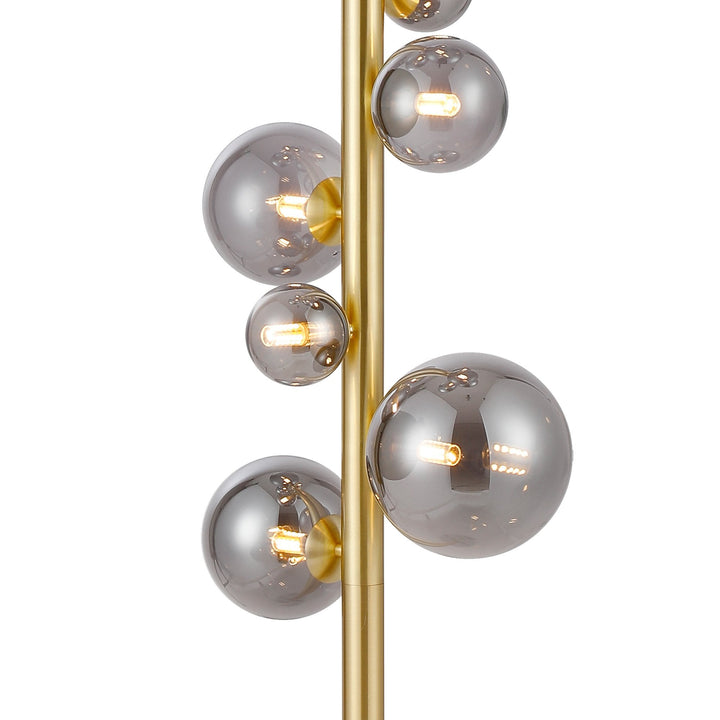 Nelson Lighting NL9327/SM9 Prague 11 Light Floor Lamp Satin Gold Smoke Plated