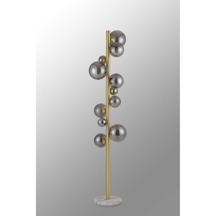 Nelson Lighting NL9327/SM9 Prague 11 Light Floor Lamp Satin Gold Smoke Plated