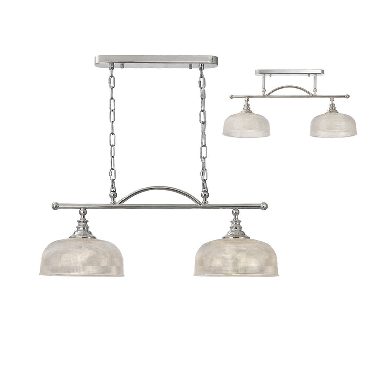 Nelson Lighting NL86039 Sakkas 2 Light Pendant/Ceiling Light Polished Nickel