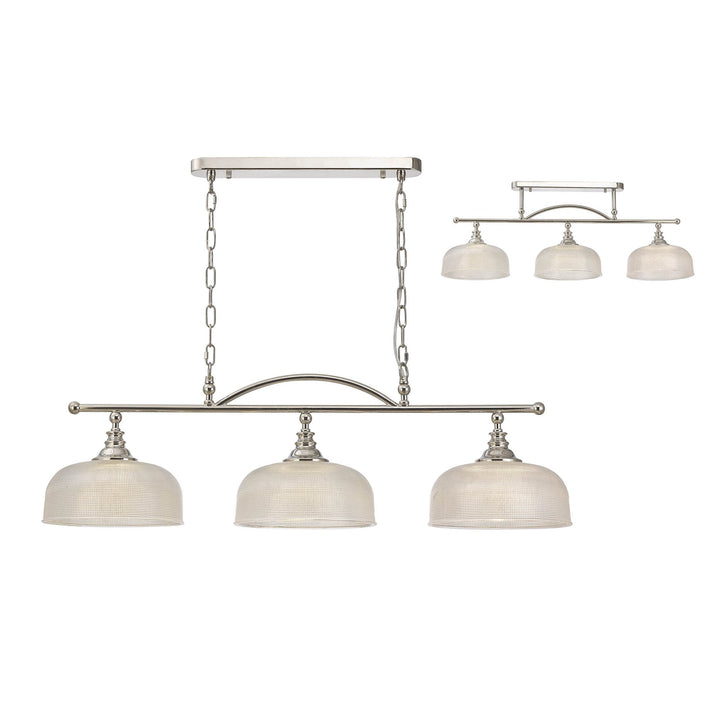 Nelson Lighting NL86049 Sakkas 3 Light Pendant/Ceiling Light Polished Nickel