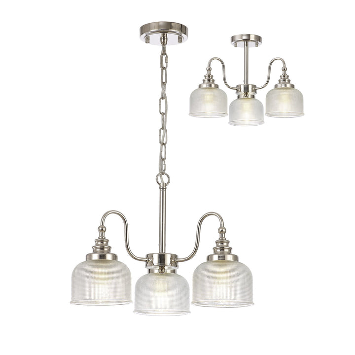 Nelson Lighting NL86059 Sakkas 3 Light Pendant/Ceiling Light Polished Nickel