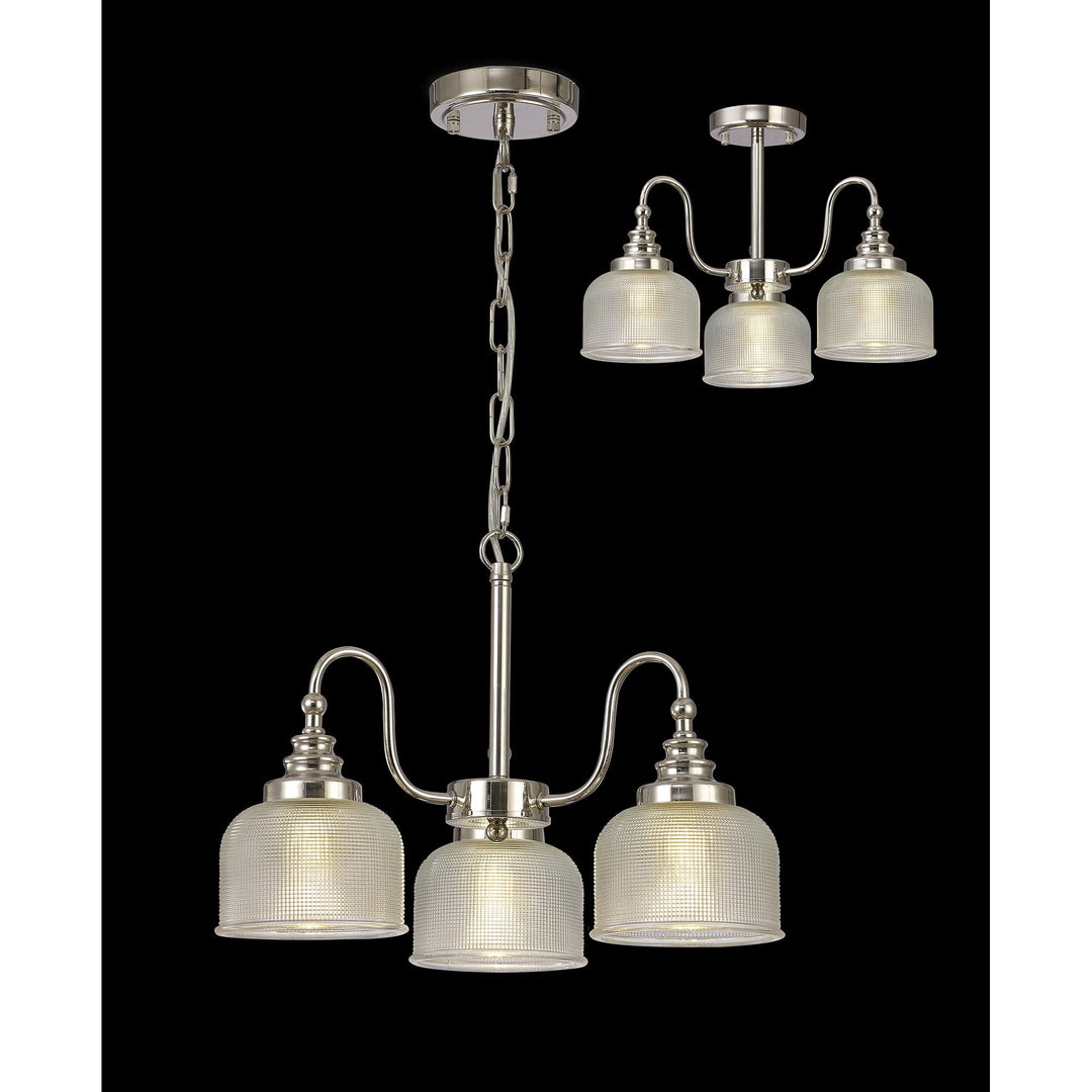 Nelson Lighting NL86059 Sakkas 3 Light Pendant/Ceiling Light Polished Nickel