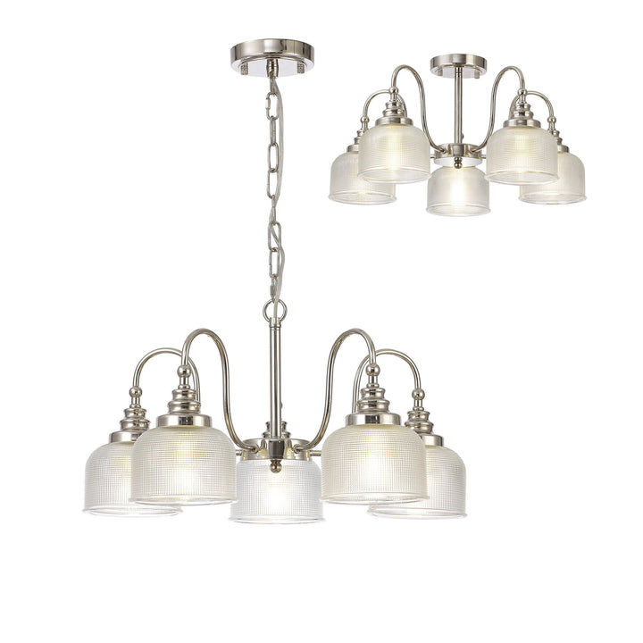 Nelson Lighting NL86069 Sakkas 5 Light Pendant/Ceiling Light Polished Nickel