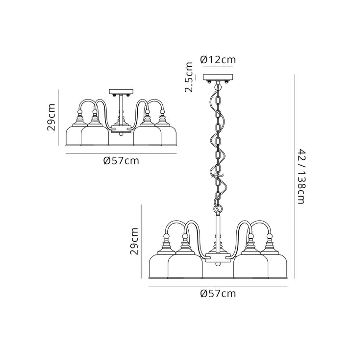 Nelson Lighting NL86069 Sakkas 5 Light Pendant/Ceiling Light Polished Nickel