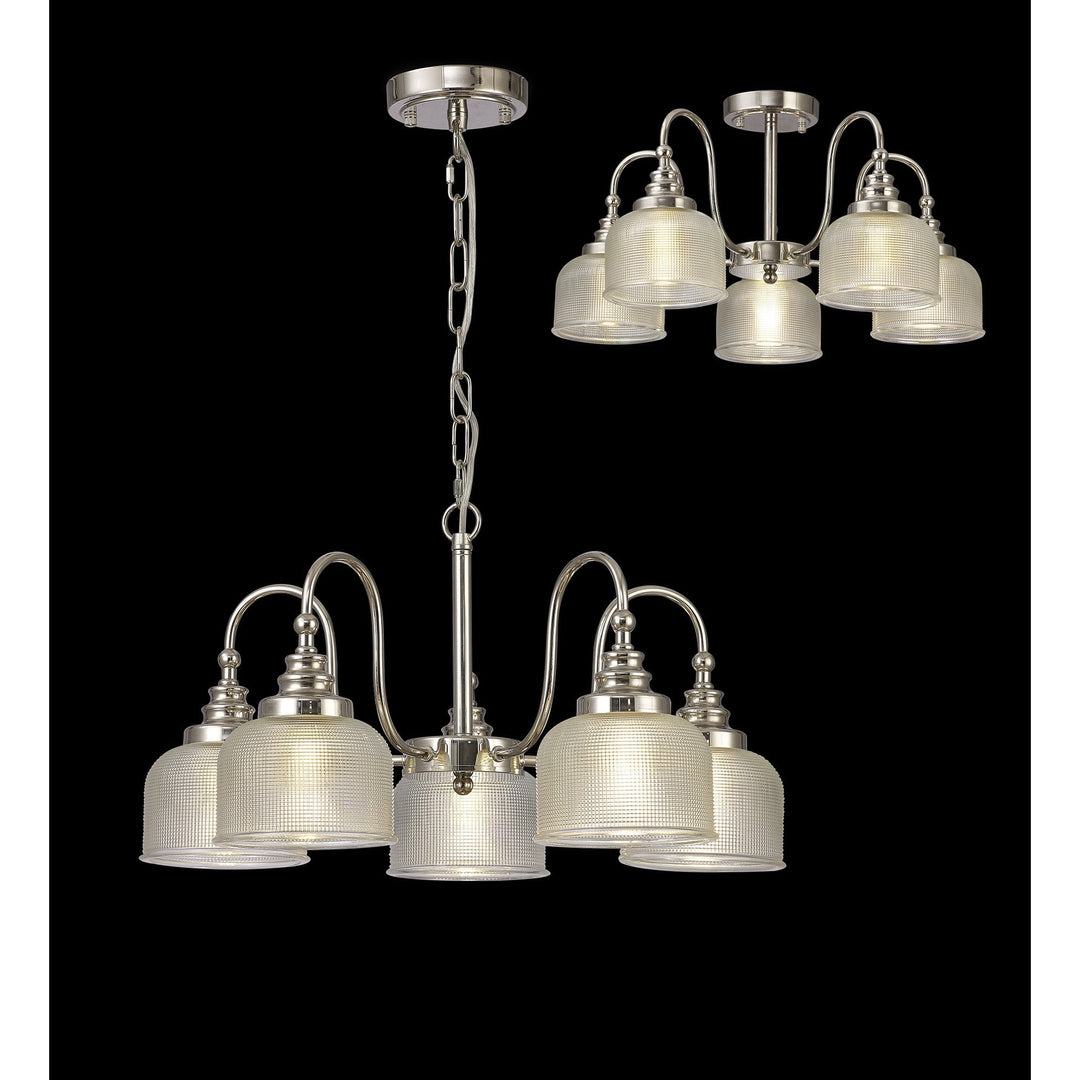 Nelson Lighting NL86069 Sakkas 5 Light Pendant/Ceiling Light Polished Nickel