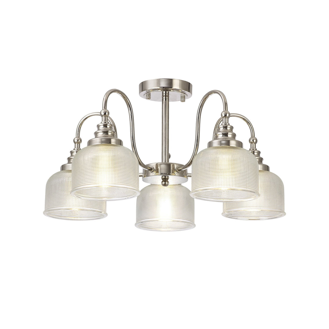 Nelson Lighting NL86069 Sakkas 5 Light Pendant/Ceiling Light Polished Nickel