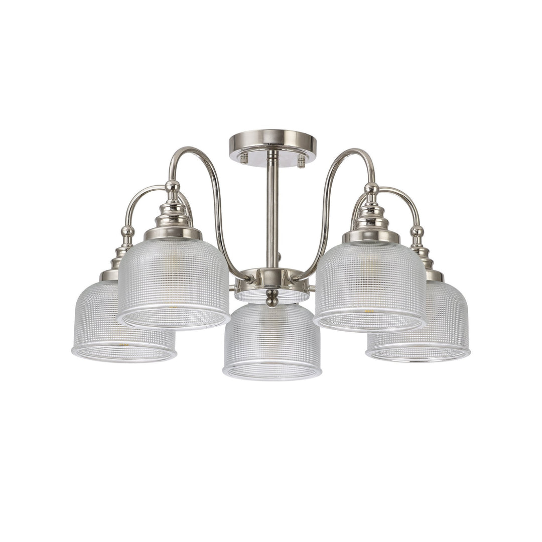 Nelson Lighting NL86069 Sakkas 5 Light Pendant/Ceiling Light Polished Nickel