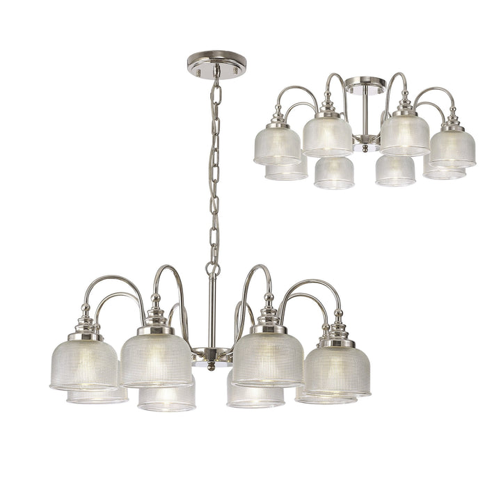 Nelson Lighting NL86079 Sakkas 8 Light Pendant/Ceiling Light Polished Nickel