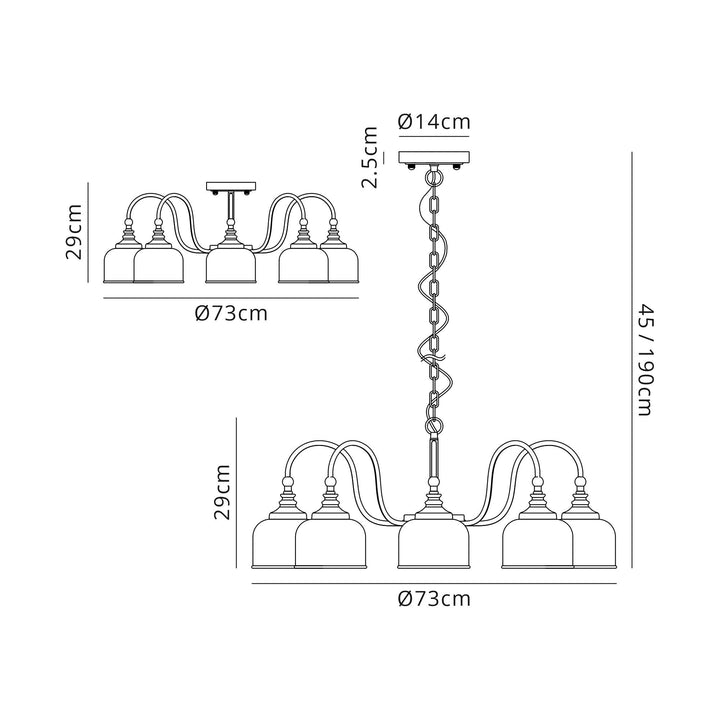 Nelson Lighting NL86079 Sakkas 8 Light Pendant/Ceiling Light Polished Nickel