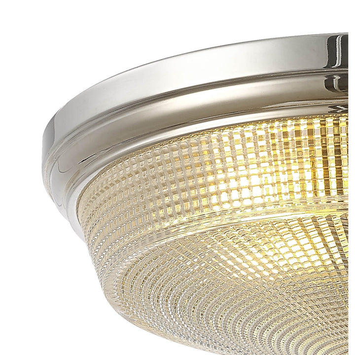 Nelson Lighting NL86089 Sakkas 2 Light Flush Ceiling Light Polished Nickel