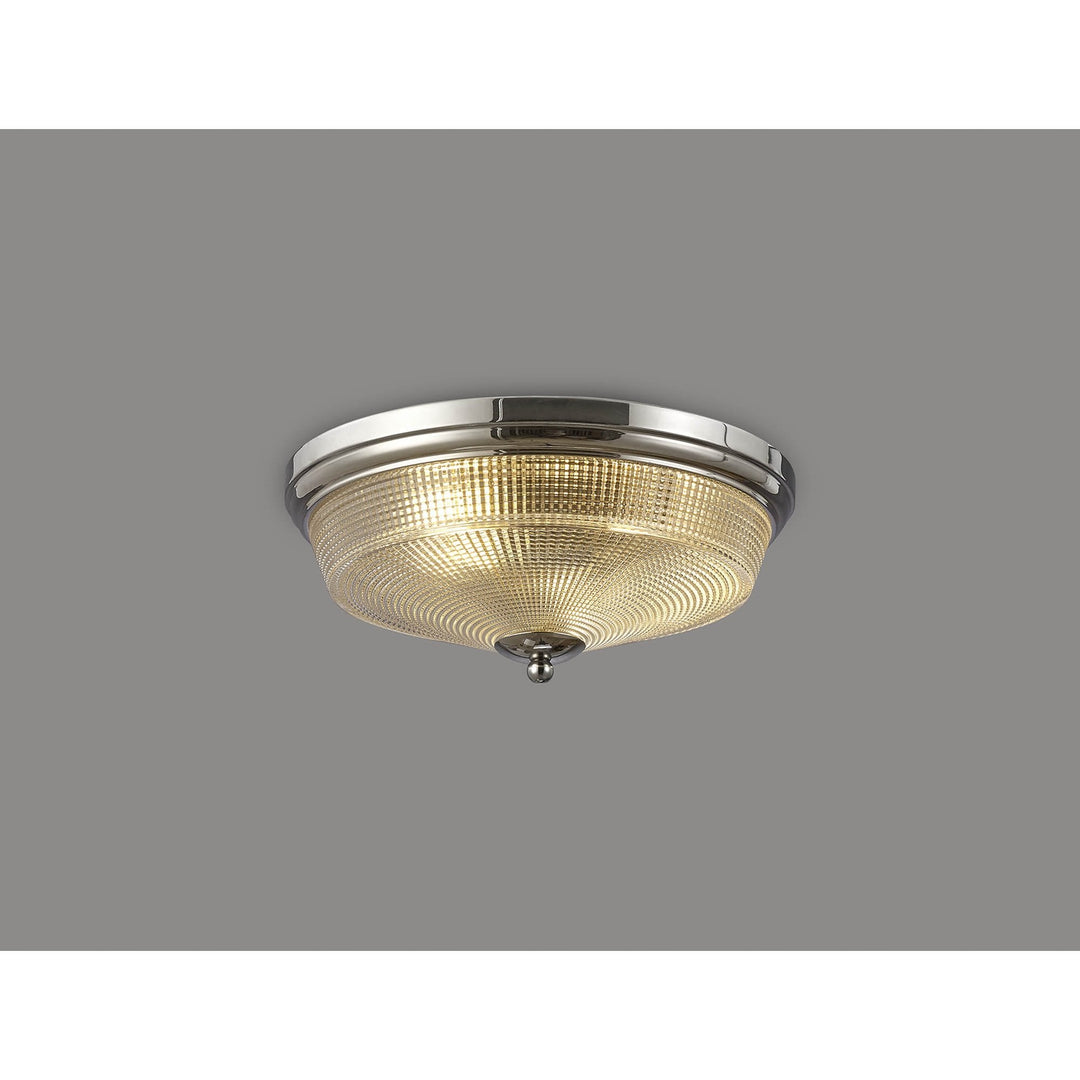 Nelson Lighting NL86089 Sakkas 2 Light Flush Ceiling Light Polished Nickel