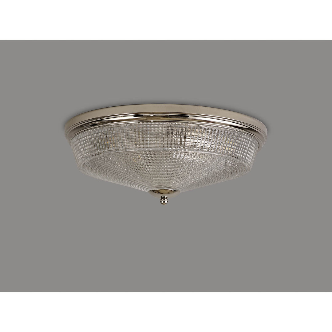 Nelson Lighting NL86099 Sakkas 3 Light Flush Ceiling Light Polished Nickel