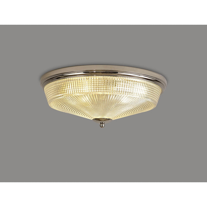 Nelson Lighting NL86099 Sakkas 3 Light Flush Ceiling Light Polished Nickel