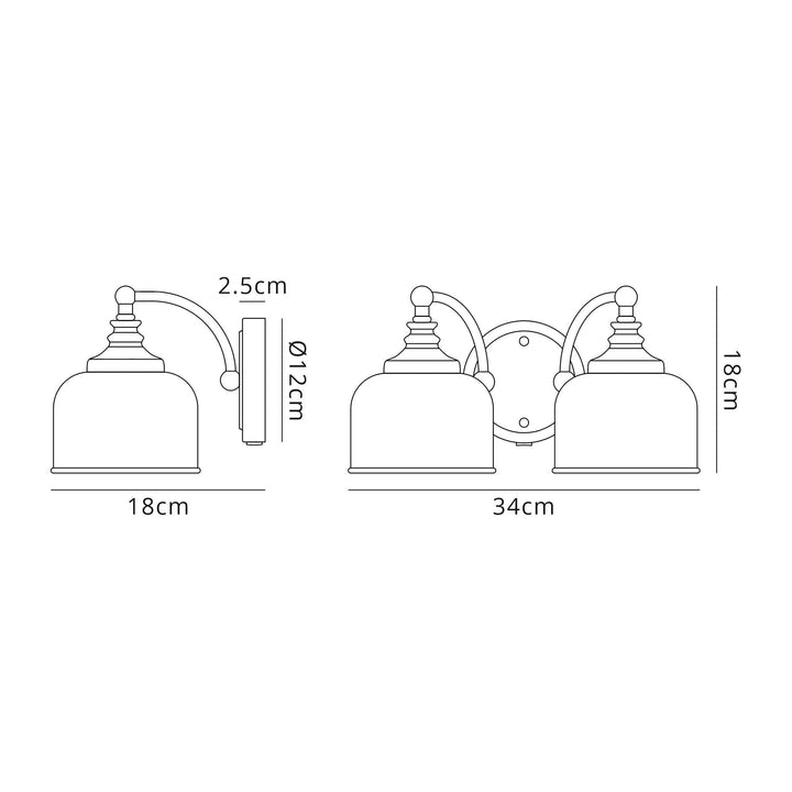 Nelson Lighting NL86119 Sakkas 2 Light Wall Light Polished Nickel