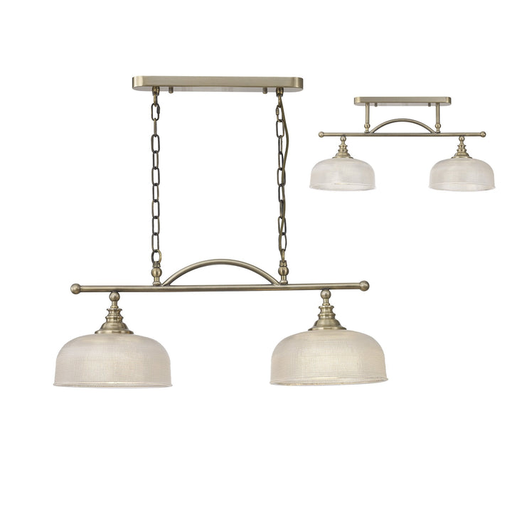 Nelson Lighting NL86159 Sakkas 2 Light Pendant/Ceiling Light Antique Brass