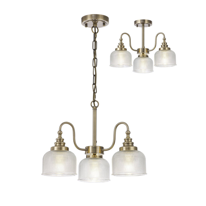 Nelson Lighting NL86179 | Sakkas 3 Light Pendant | Antique Brass Finish