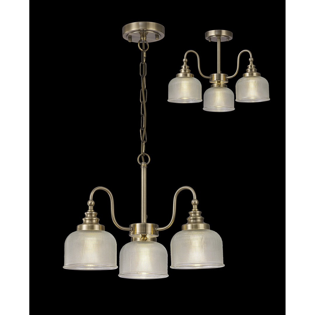 Nelson Lighting NL86179 | Sakkas 3 Light Pendant | Antique Brass Finish