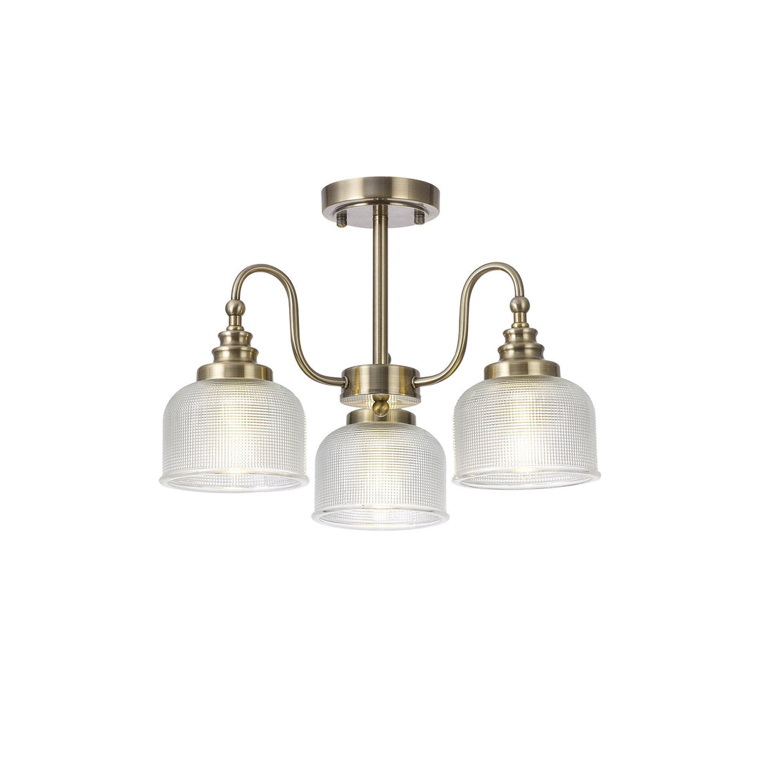 Nelson Lighting NL86179 | Sakkas 3 Light Pendant | Antique Brass Finish