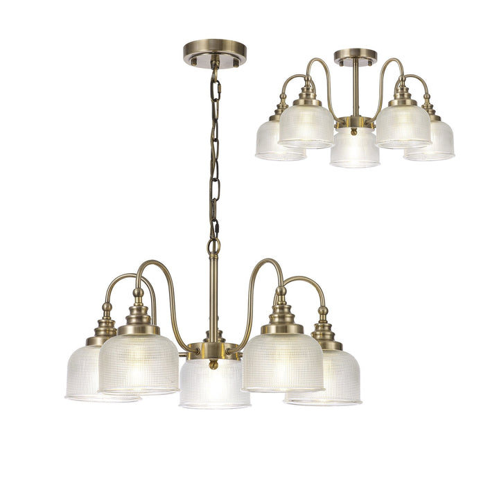 Nelson Lighting NL86189 Sakkas 5 Light Pendant/Ceiling Light Antique Brass