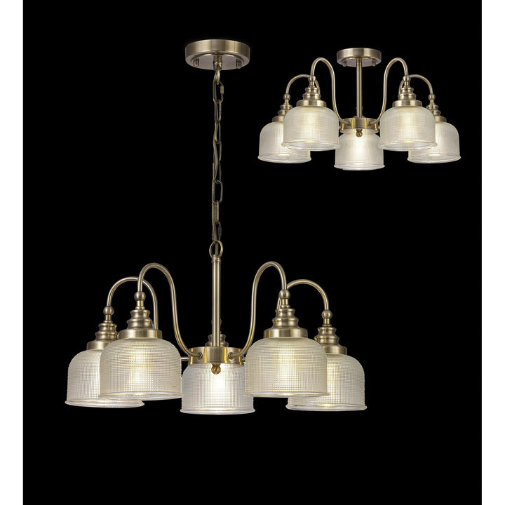 Nelson Lighting NL86189 Sakkas 5 Light Pendant/Ceiling Light Antique Brass