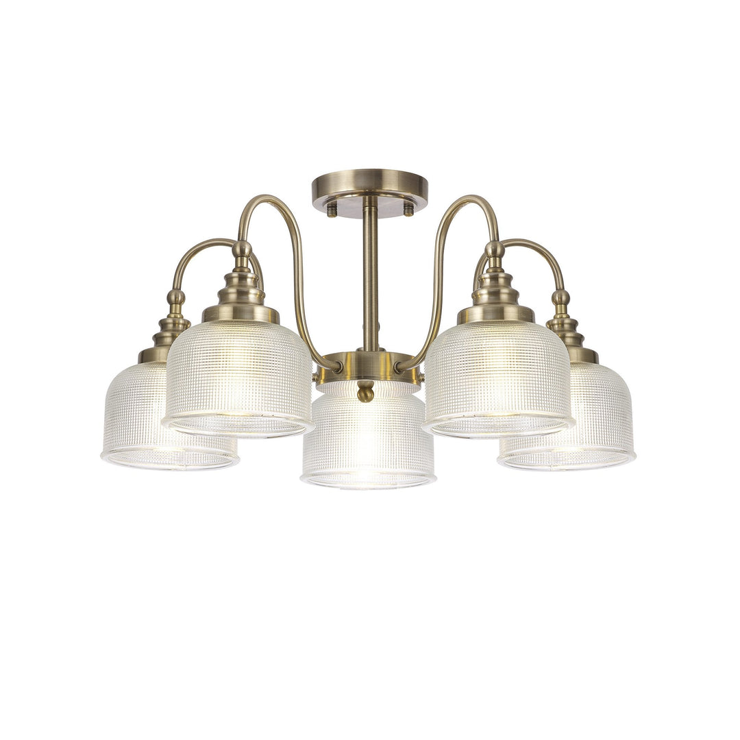 Nelson Lighting NL86189 Sakkas 5 Light Pendant/Ceiling Light Antique Brass