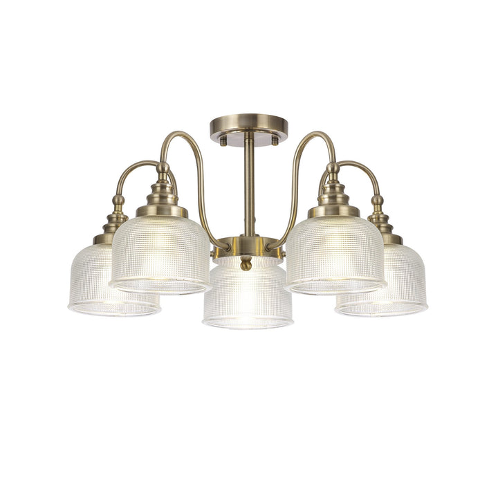 Nelson Lighting NL86189 Sakkas 5 Light Pendant/Ceiling Light Antique Brass