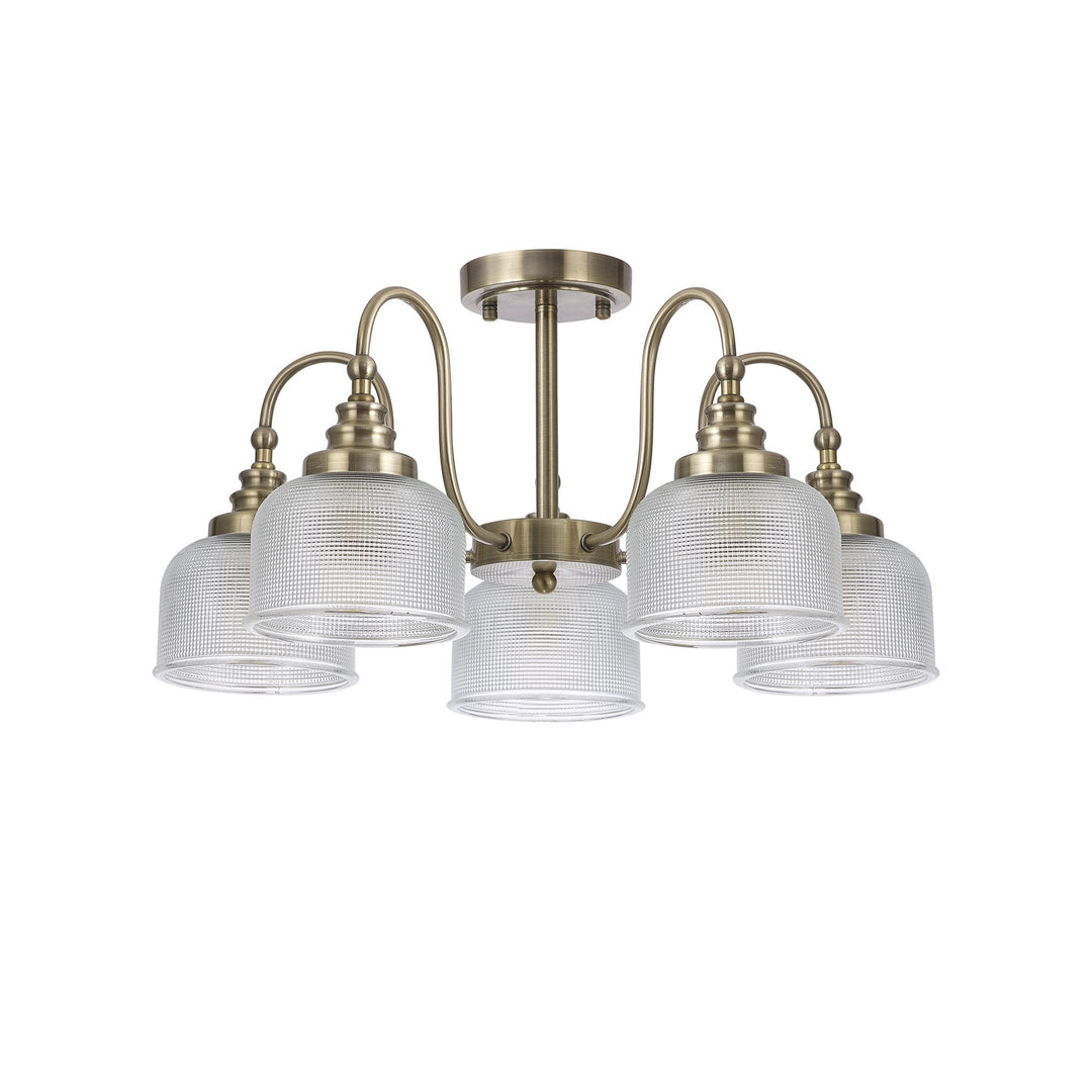 Nelson Lighting NL86189 Sakkas 5 Light Pendant/Ceiling Light Antique Brass