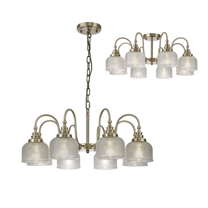 Nelson Lighting NL86199 Sakkas 8 Light Pendant/Ceiling Light Antique Brass