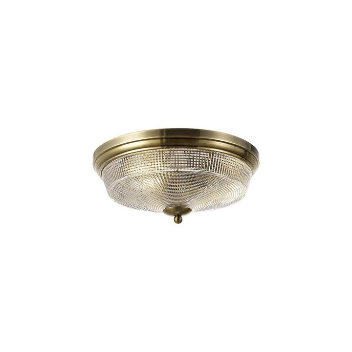 Nelson Lighting NL86209 Sakkas 2 Light Flush Ceiling Light Antique Brass