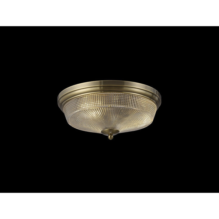 Nelson Lighting NL86209 Sakkas 2 Light Flush Ceiling Light Antique Brass