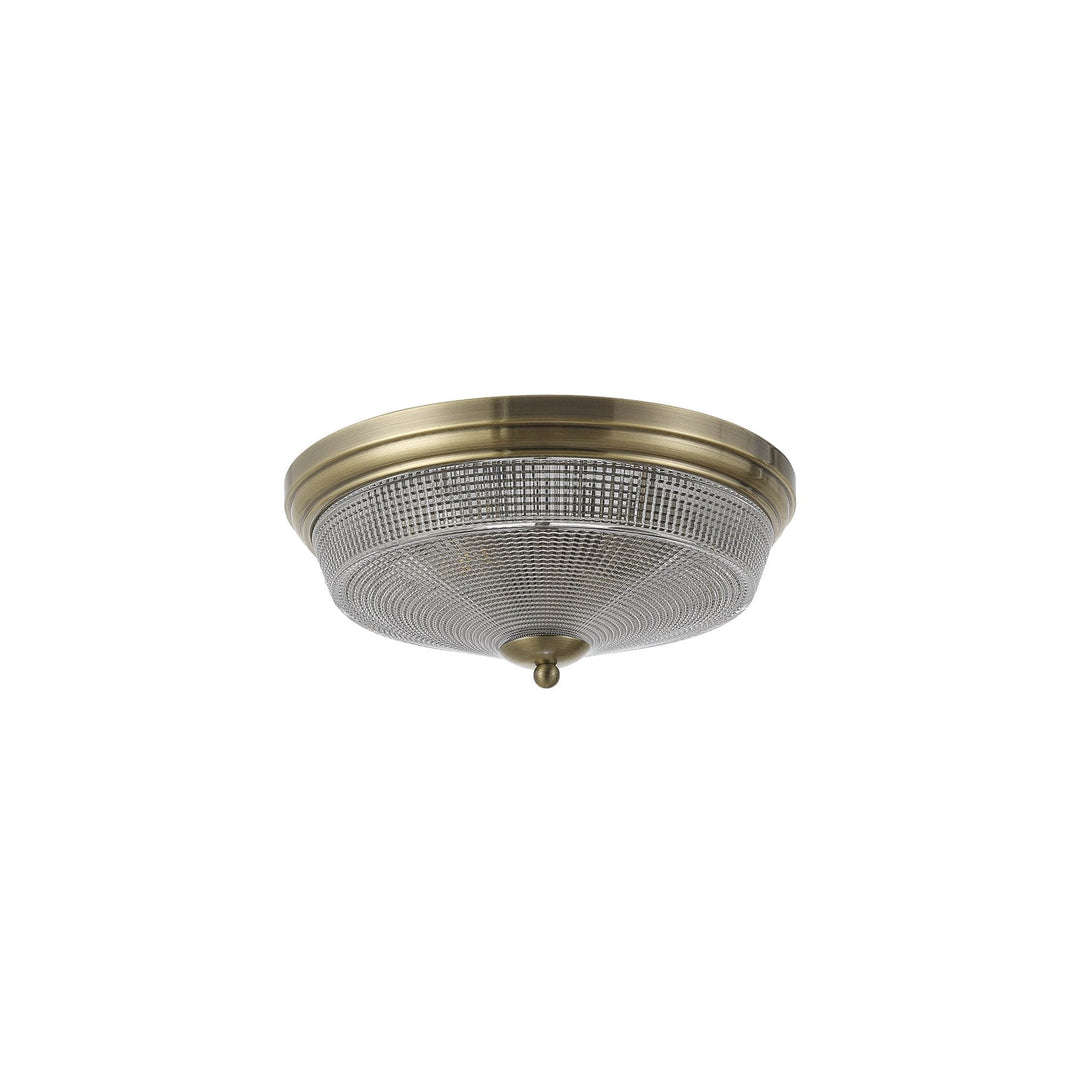 Nelson Lighting NL86209 Sakkas 2 Light Flush Ceiling Light Antique Brass