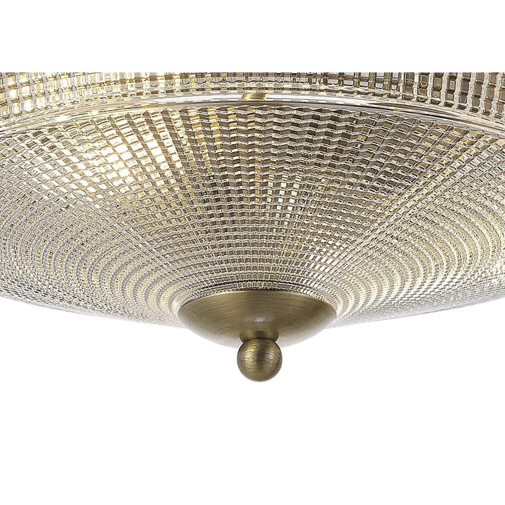 Nelson Lighting NL86209 Sakkas 2 Light Flush Ceiling Light Antique Brass