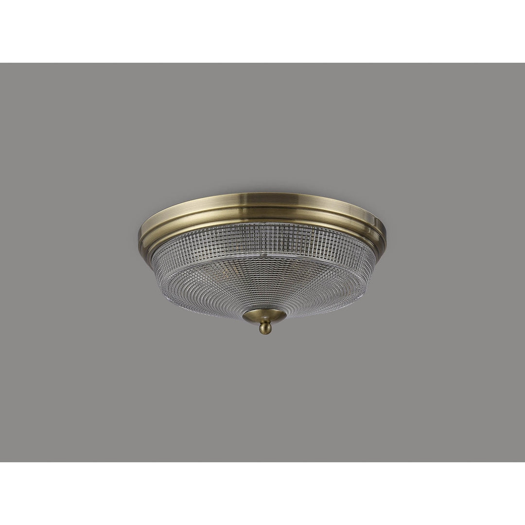 Nelson Lighting NL86209 Sakkas 2 Light Flush Ceiling Light Antique Brass