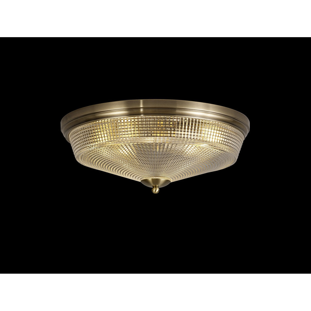 Nelson Lighting NL86219 Sakkas 3 Light Flush Ceiling Light Antique Brass