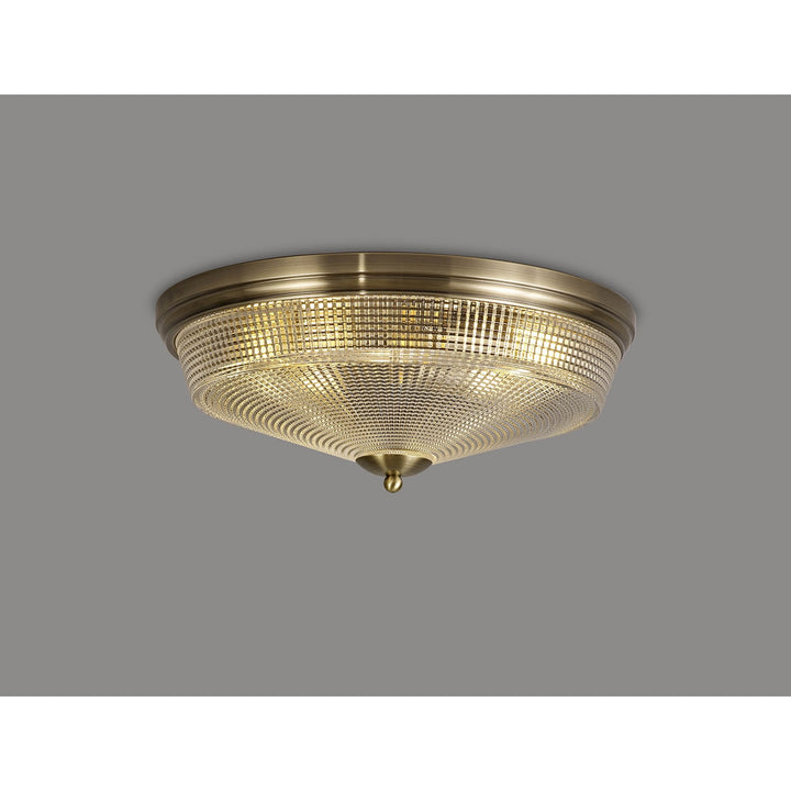 Nelson Lighting NL86219 Sakkas 3 Light Flush Ceiling Light Antique Brass