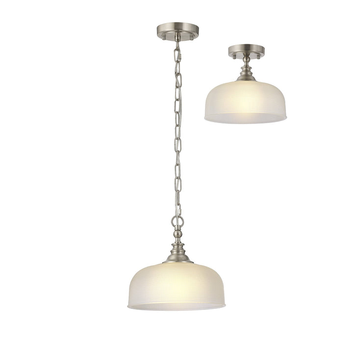 Nelson Lighting NL86269 Sakkas 1 Light Pendant/Ceiling Light Satin Nickel Frosted