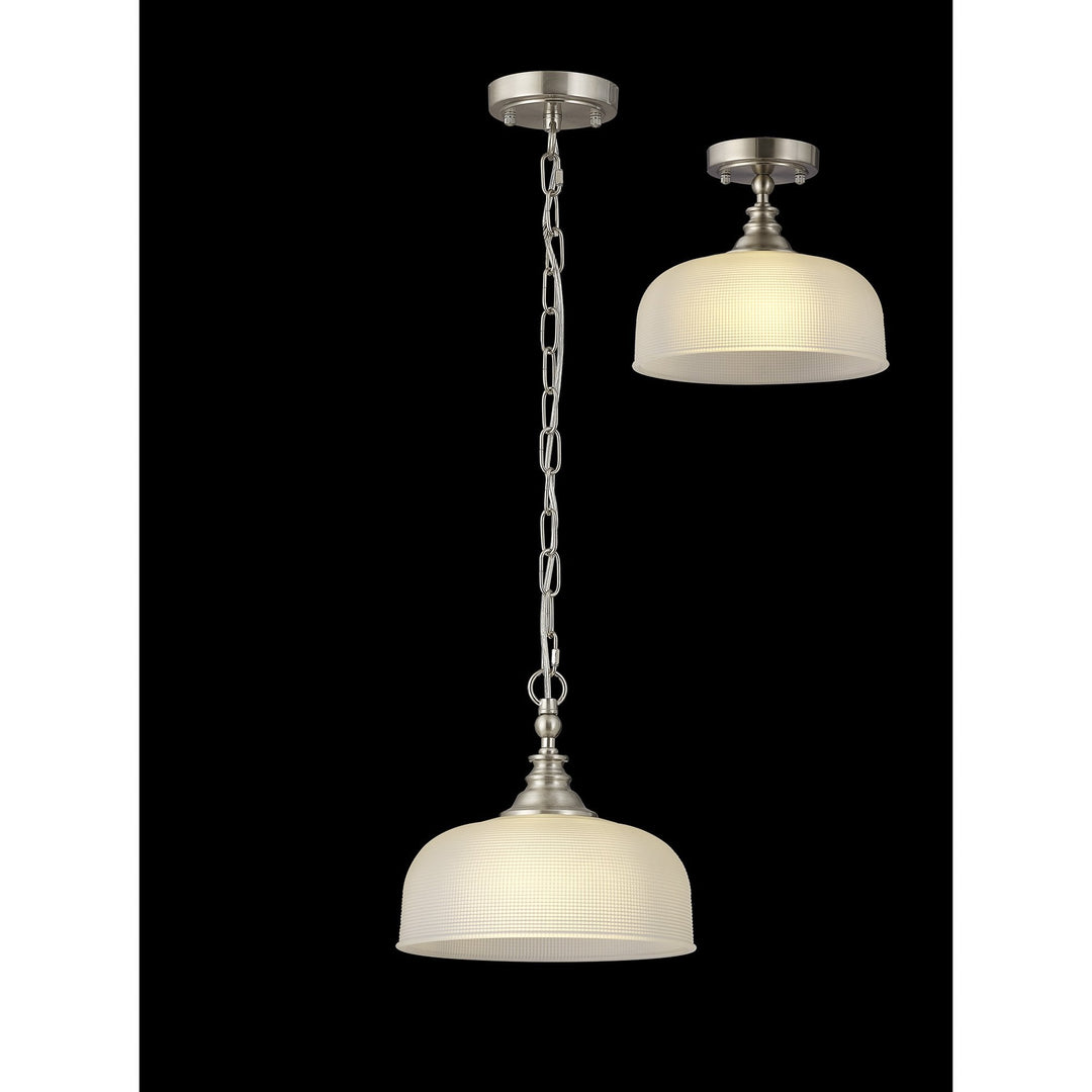 Nelson Lighting NL86269 Sakkas 1 Light Pendant/Ceiling Light Satin Nickel Frosted