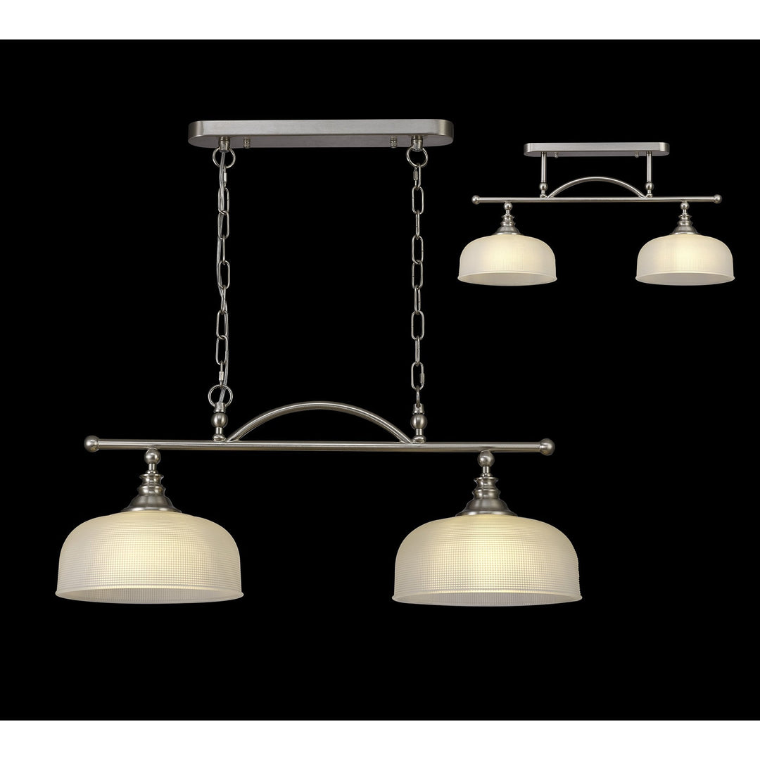 Nelson Lighting NL86279 Sakkas 2 Light Pendant/Ceiling Light Satin Nickel Frosted