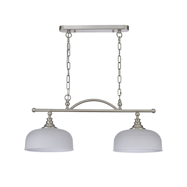 Nelson Lighting NL86279 Sakkas 2 Light Pendant/Ceiling Light Satin Nickel Frosted