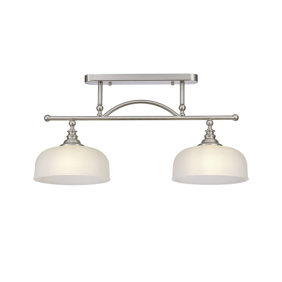 Nelson Lighting NL86279 Sakkas 2 Light Pendant/Ceiling Light Satin Nickel Frosted