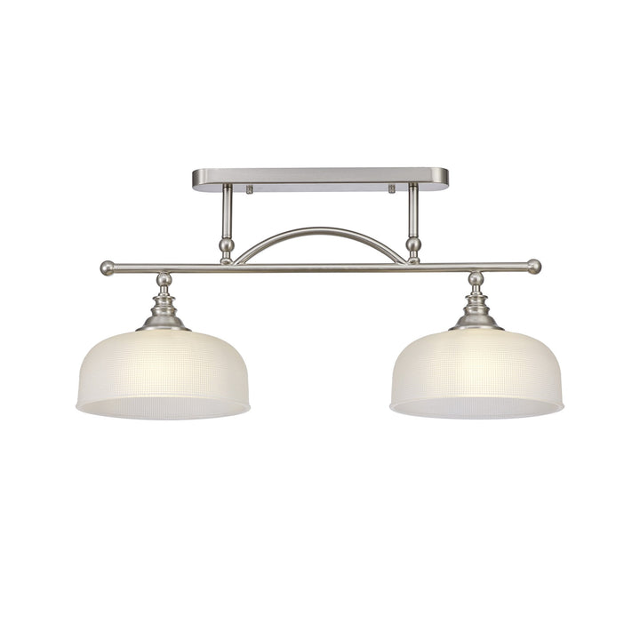 Nelson Lighting NL86279 Sakkas 2 Light Pendant/Ceiling Light Satin Nickel Frosted