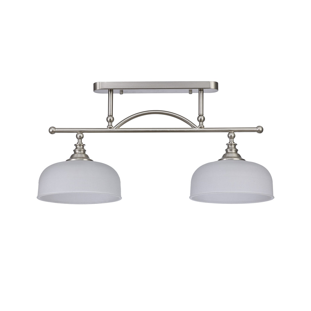 Nelson Lighting NL86279 Sakkas 2 Light Pendant/Ceiling Light Satin Nickel Frosted