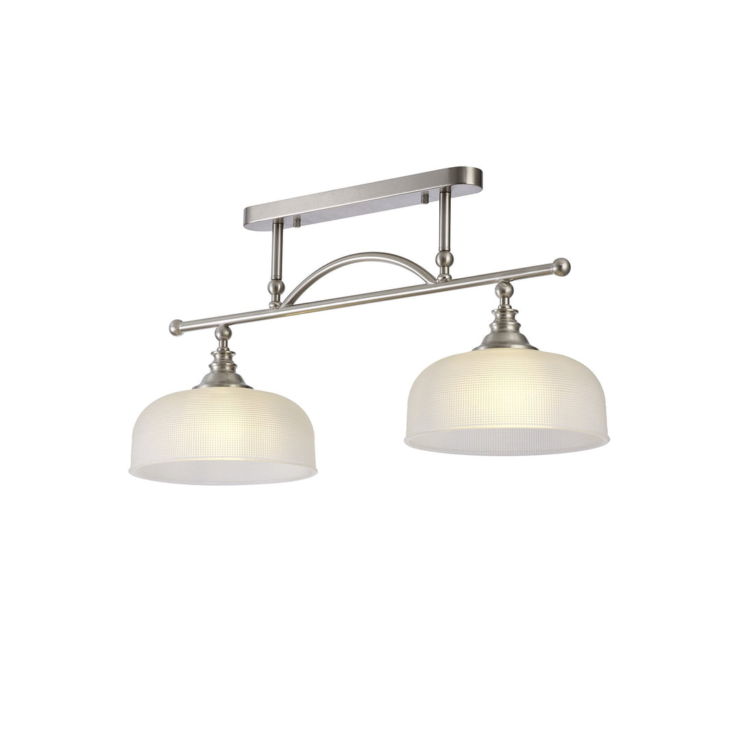 Nelson Lighting NL86279 Sakkas 2 Light Pendant/Ceiling Light Satin Nickel Frosted