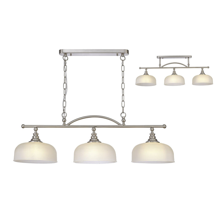 Nelson Lighting NL86289 Sakkas 3 Light Pendant/Ceiling Light Satin Nickel Frosted