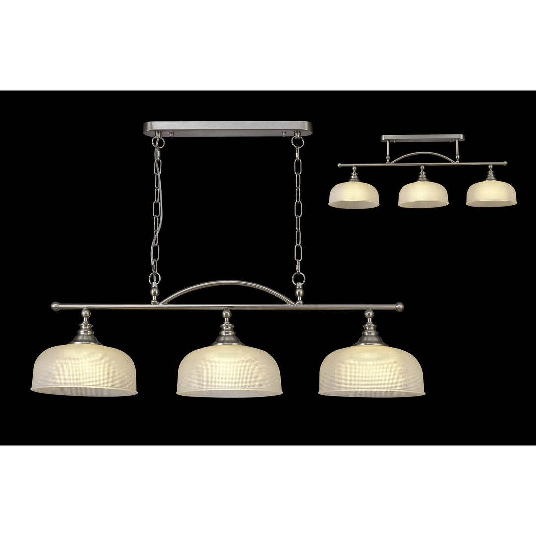 Nelson Lighting NL86289 Sakkas 3 Light Pendant/Ceiling Light Satin Nickel Frosted