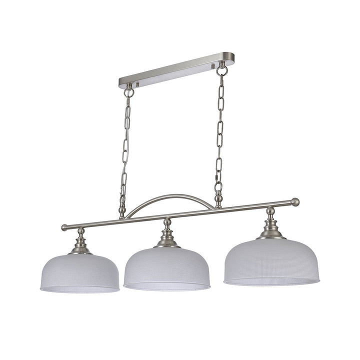 Nelson Lighting NL86289 Sakkas 3 Light Pendant/Ceiling Light Satin Nickel Frosted