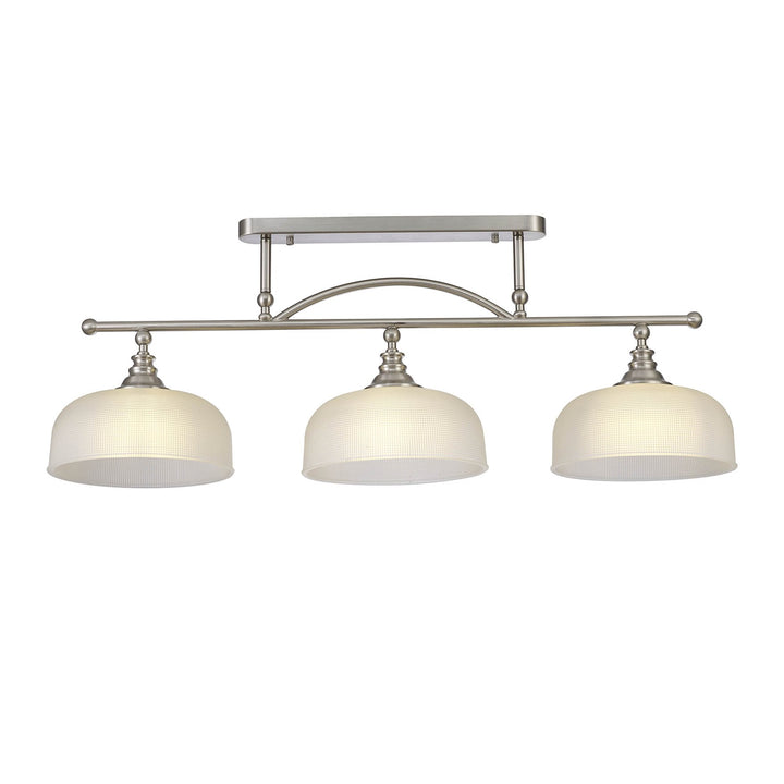 Nelson Lighting NL86289 Sakkas 3 Light Pendant/Ceiling Light Satin Nickel Frosted